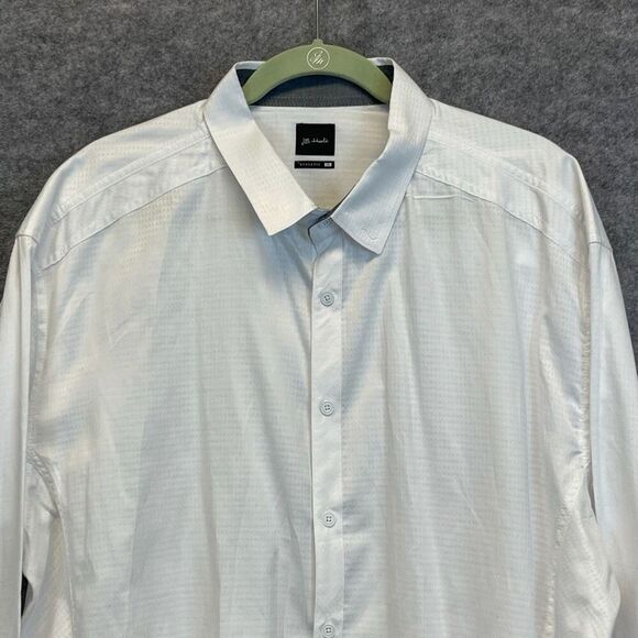 J.B. HOLT Shirt Men's 2XL White Textured Long Sleeve Athletic Fit Button Down - Picture 2 of 16